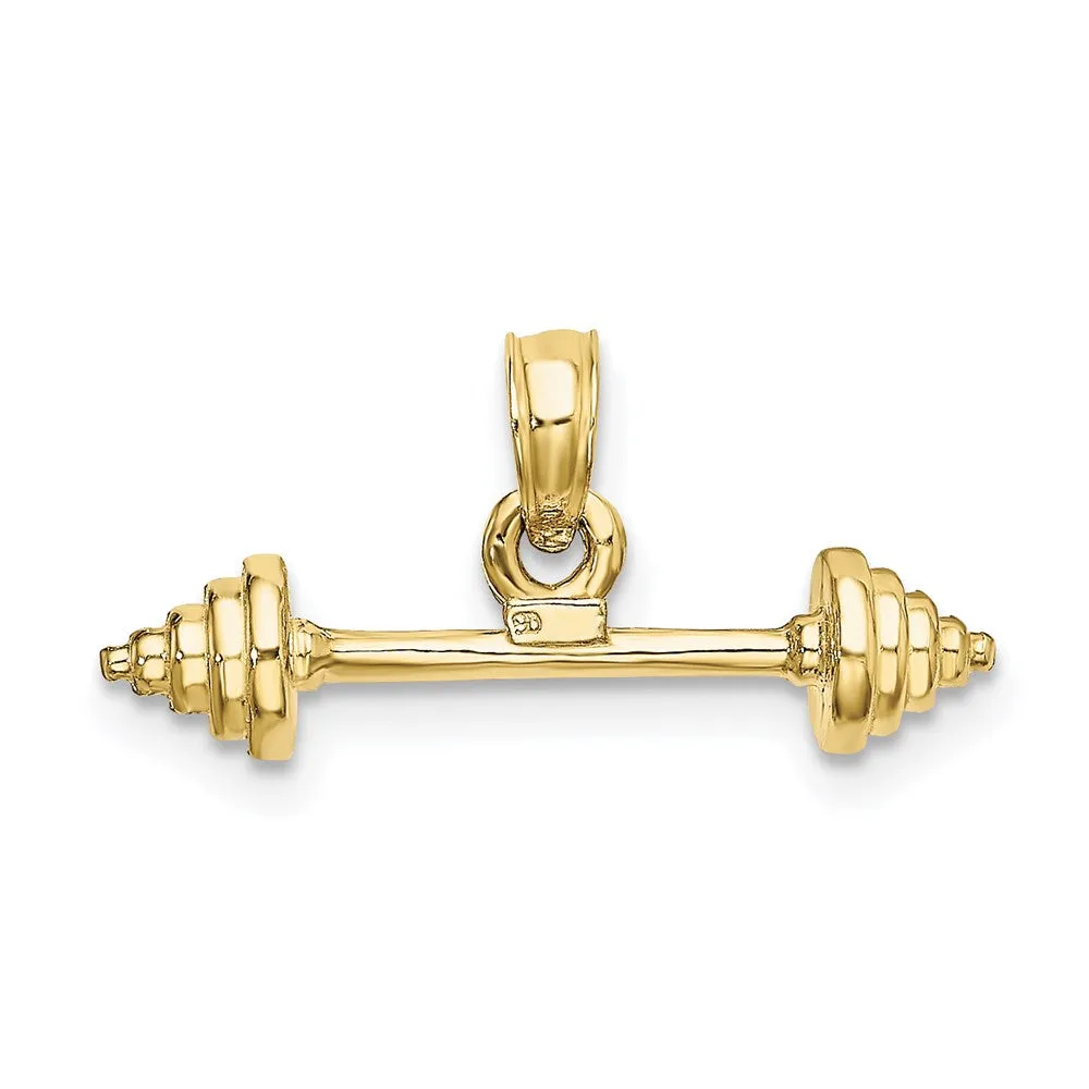 10K Solid Polished 3-D Dumbbell Charm