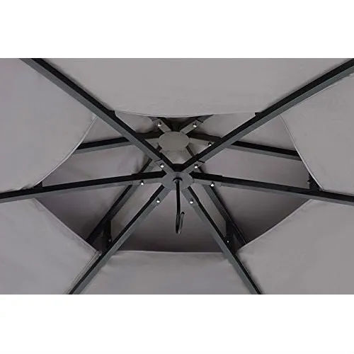 13Ft x 14Ft Hexagon Gazebo Canopy with Bar Shelf and Mosquito Netting
