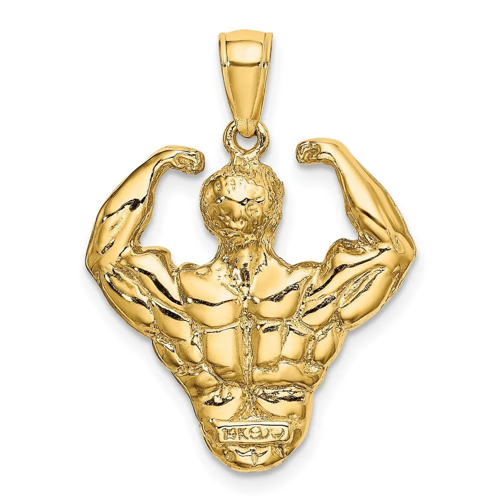 14k 3-D Bodybuilder Waist Up Pendant