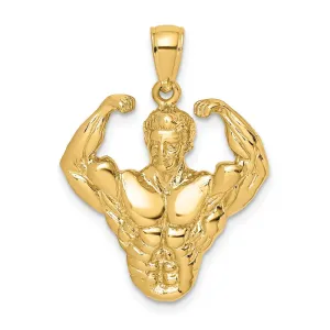 14k 3-D Bodybuilder Waist Up Pendant