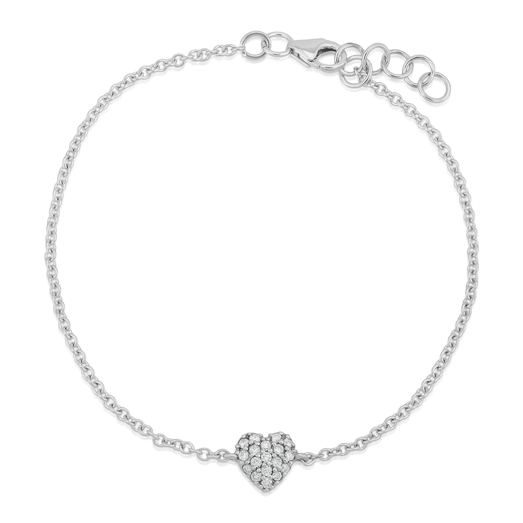 14k Gold Diamond Heart Bracelet (Mama/Adult Size)