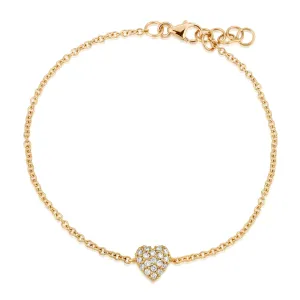 14k Gold Diamond Heart Bracelet (Mama/Adult Size)