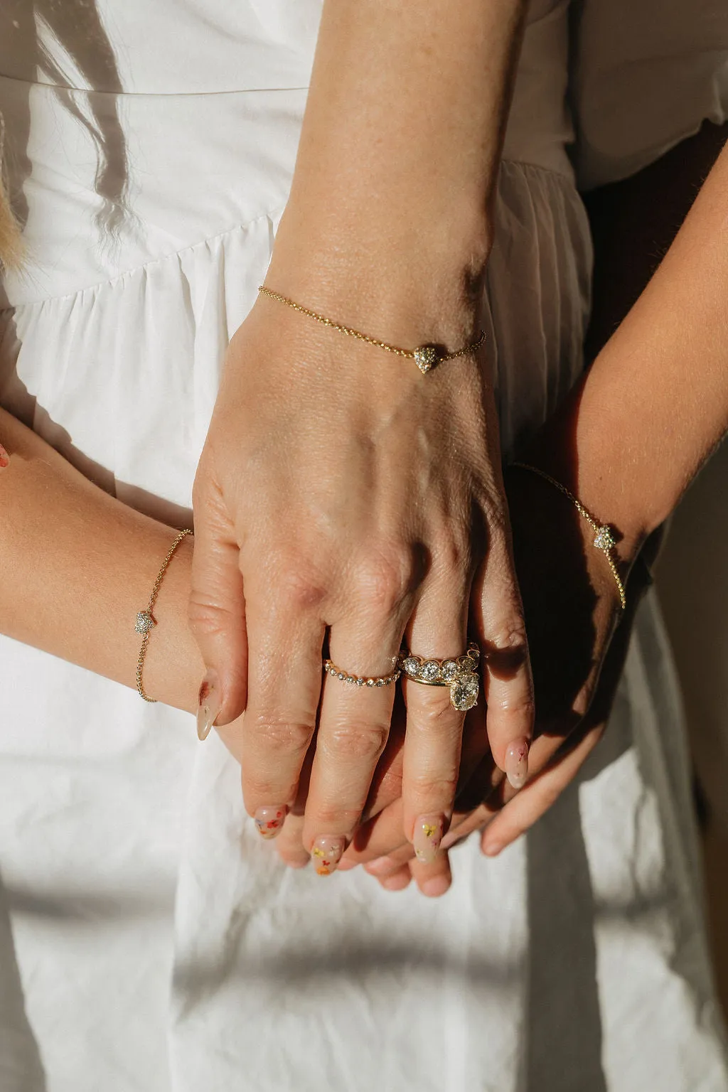 14k Gold Diamond Heart Bracelet (Mama/Adult Size)