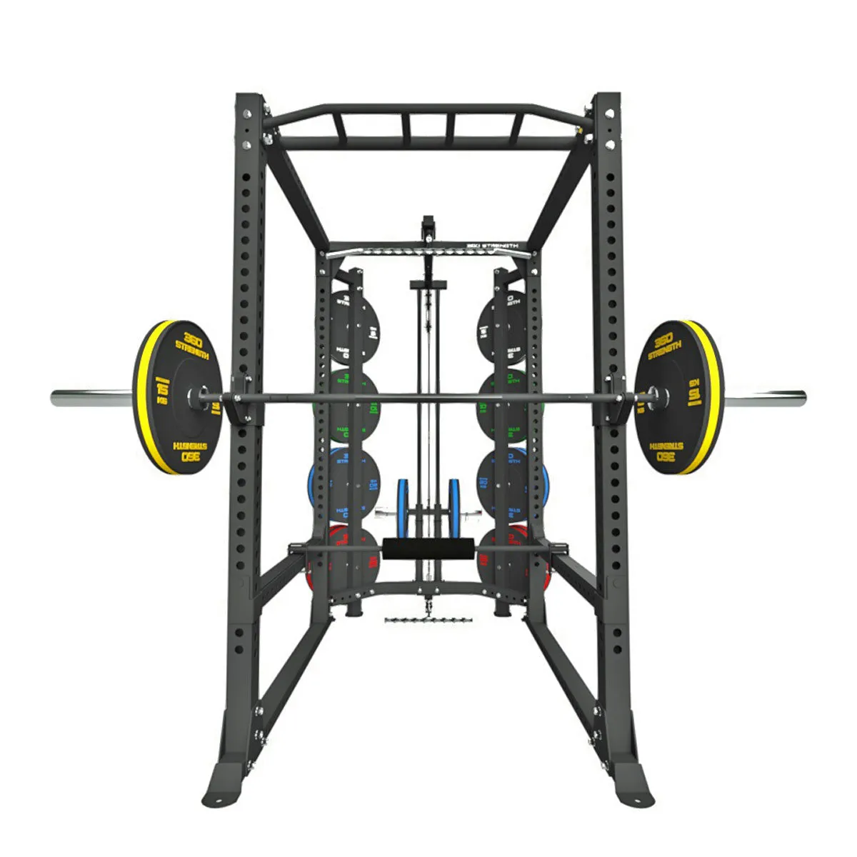 360 Strength Power Rack, Lat Pulldown FID Bench Bumpers Bar Flooring Package