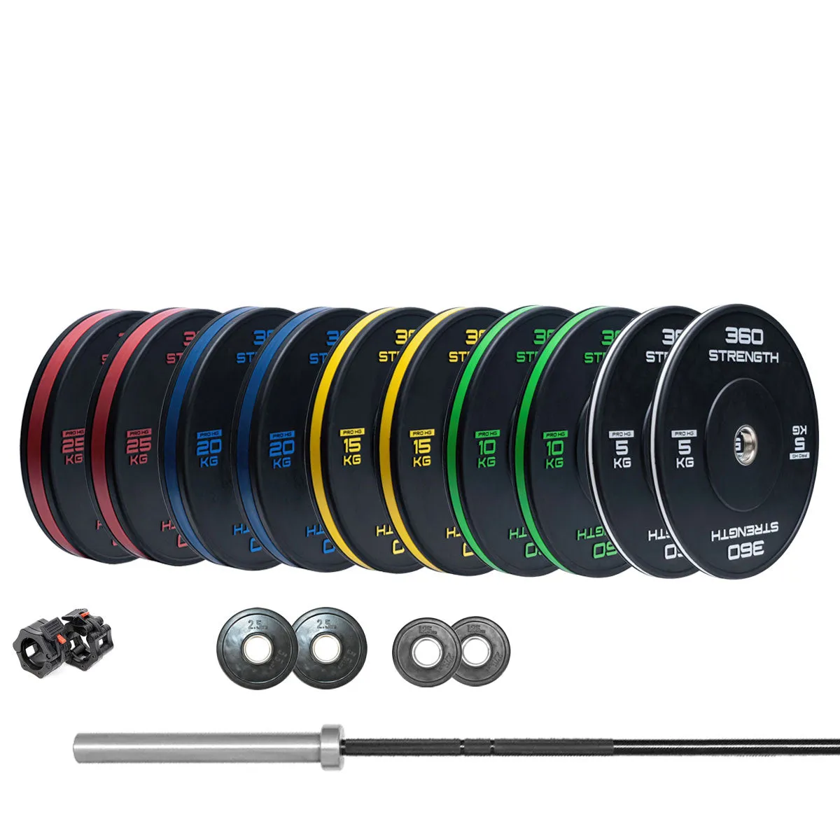 360 Strength Power Rack, Lat Pulldown FID Bench Bumpers Bar Flooring Package