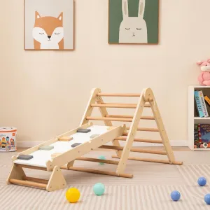 4-in-1 Folding Pikler Triangle Set with 2-Sided Ramp | Climb, Slide, Hide & Crawl | 3 Years  