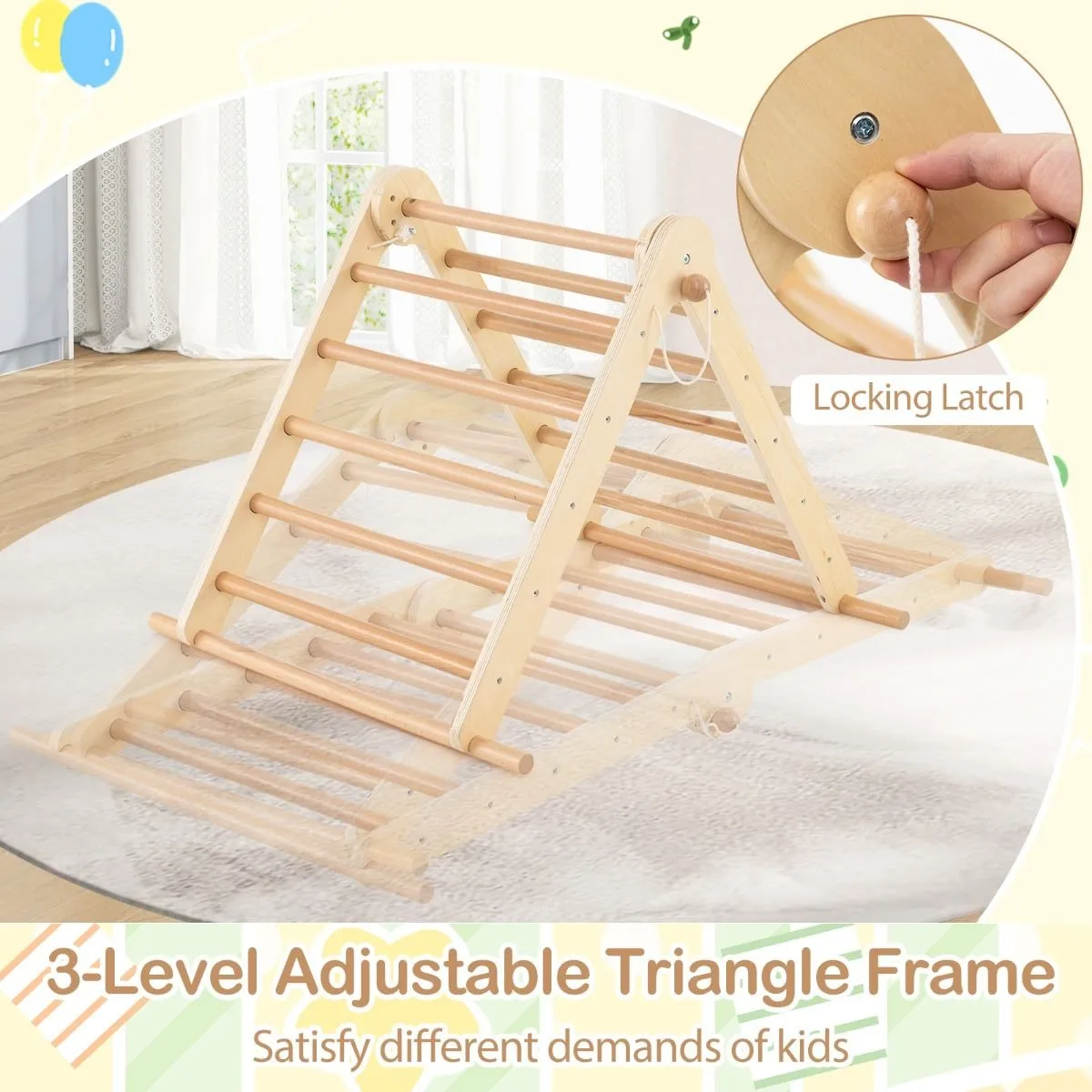 4-in-1 Folding Pikler Triangle Set with 2-Sided Ramp | Climb, Slide, Hide & Crawl | 3 Years  
