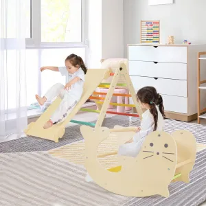 7-in-1 Indoor Eco Natural Wood Folding Montessori Climbing Frame | Pikler Triangle