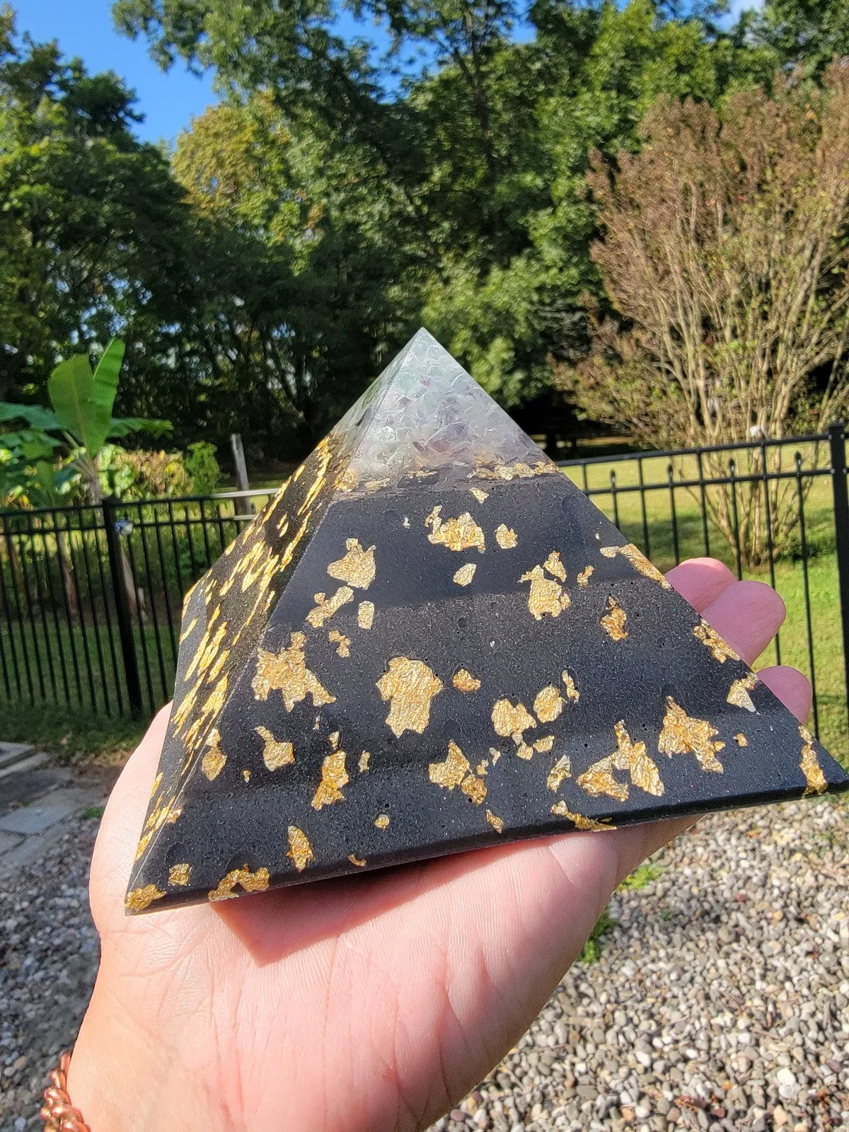 8 Sided Rainbow Fluorite Orgonite® Pyramid