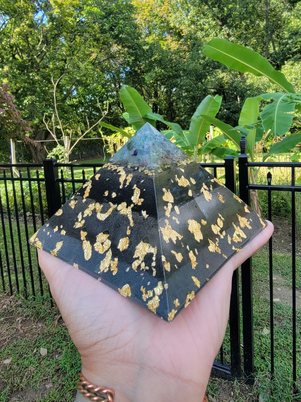 8 Sided Rainbow Fluorite Orgonite® Pyramid