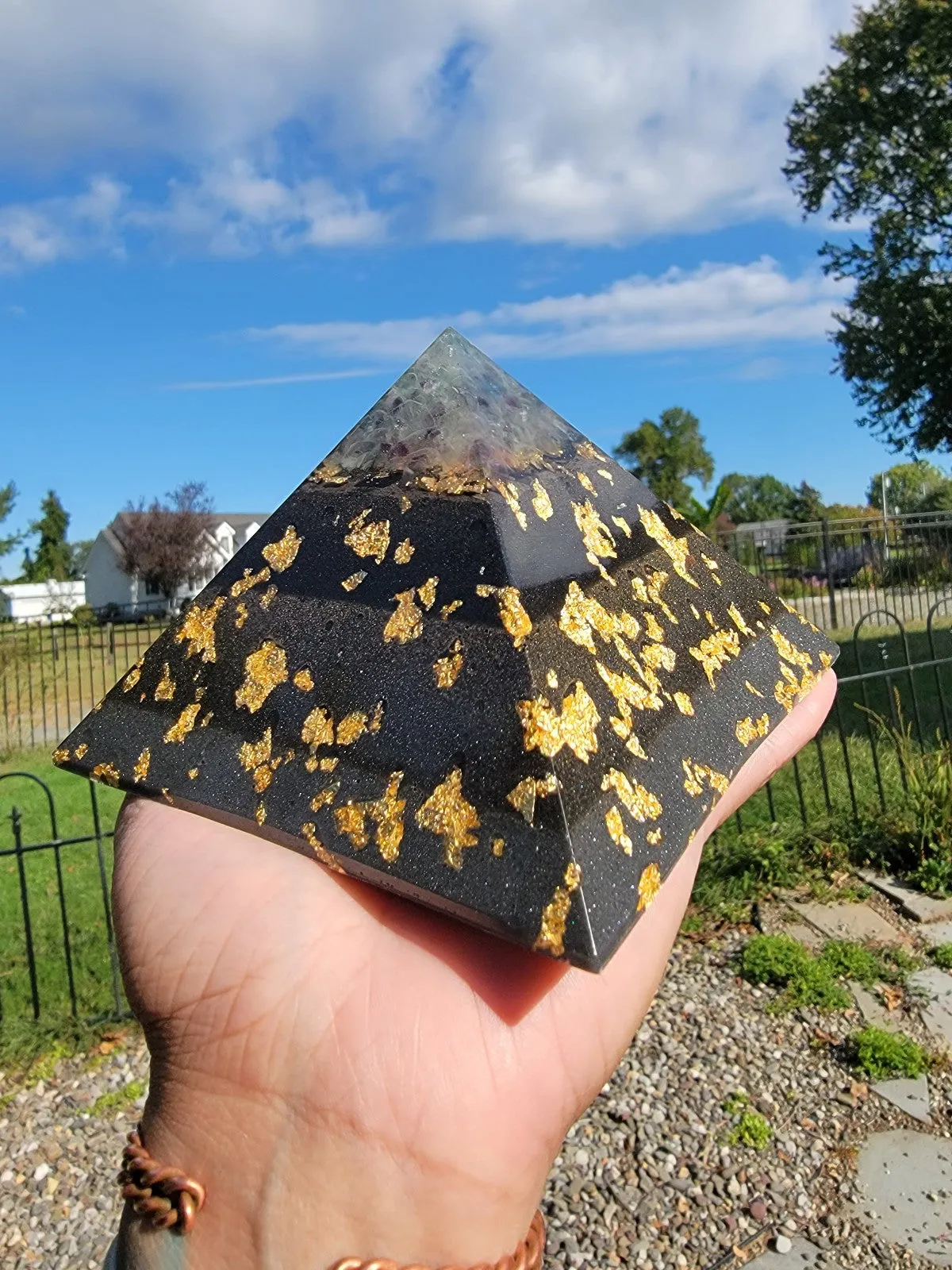 8 Sided Rainbow Fluorite Orgonite® Pyramid