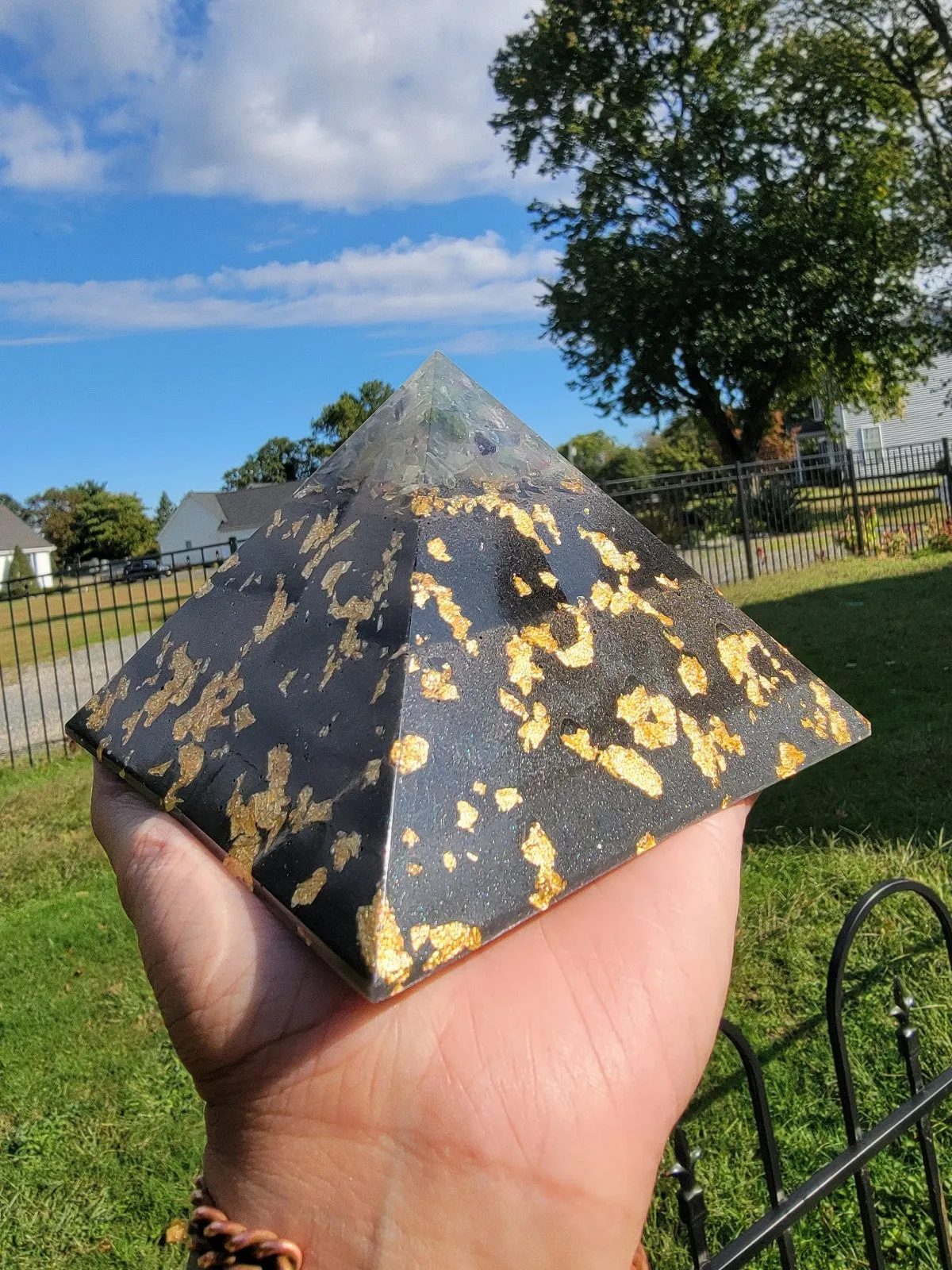 8 Sided Rainbow Fluorite Orgonite® Pyramid
