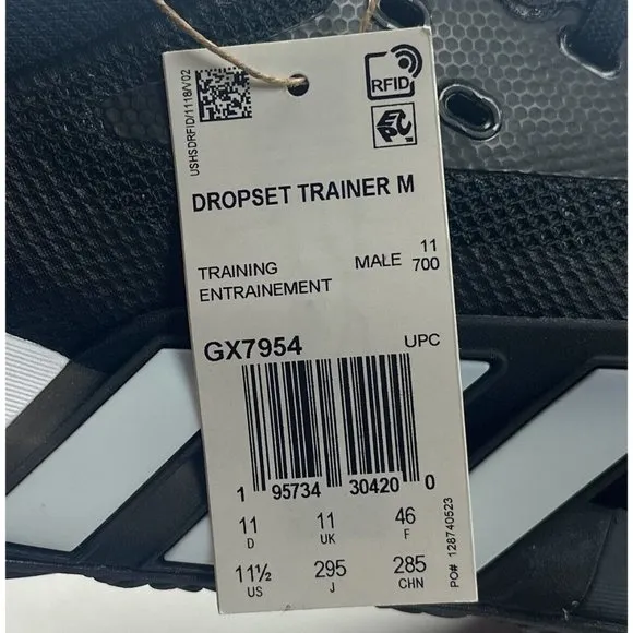 Adidas Dropset Trainer Mens 11.5 Black White Shoes Weightlifting Athletic GX7954