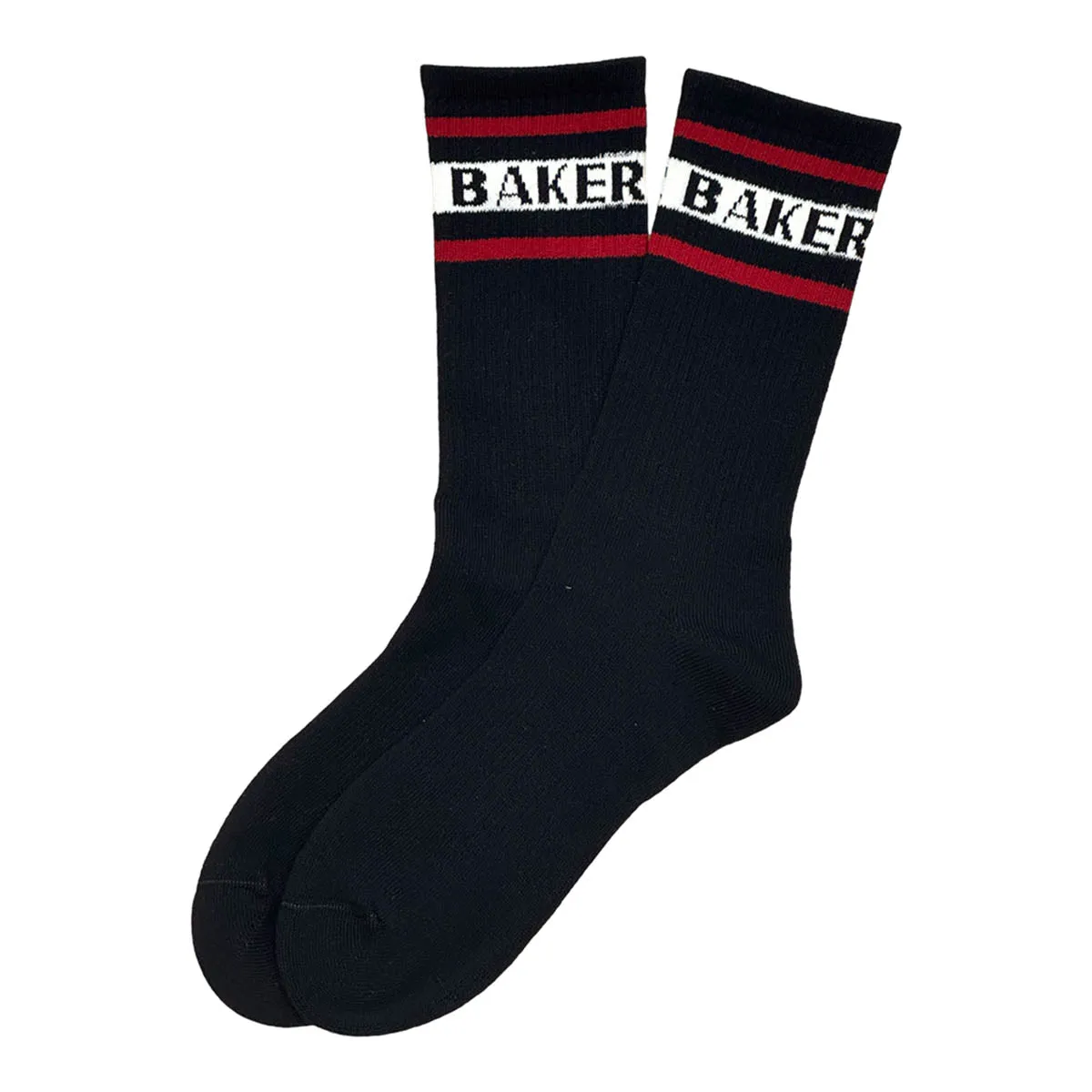 Baker - White Stripe Socks Black