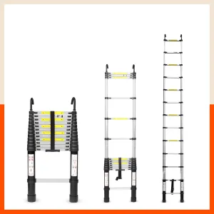 Bathla 12.5 ft Aluminium Telescopic Ladder | 2-Year Manufacturer Warranty | Portable & Compact | Made in India (13 Step - 3.8 mtr)