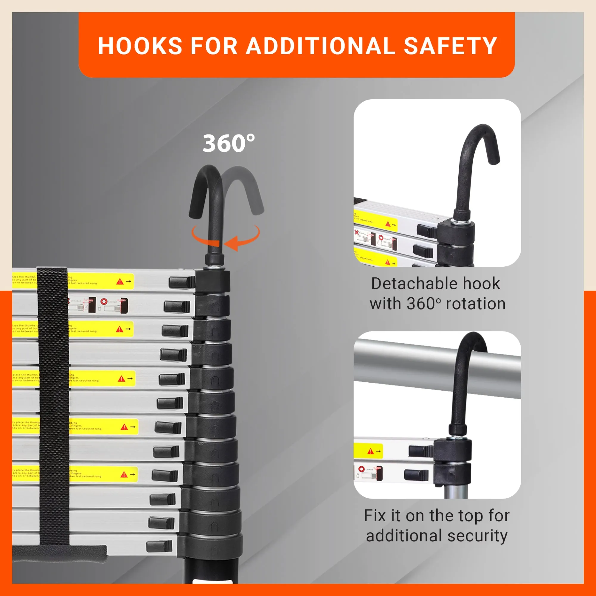 Bathla 12.5 ft Aluminium Telescopic Ladder | 2-Year Manufacturer Warranty | Portable & Compact | Made in India (13 Step - 3.8 mtr)
