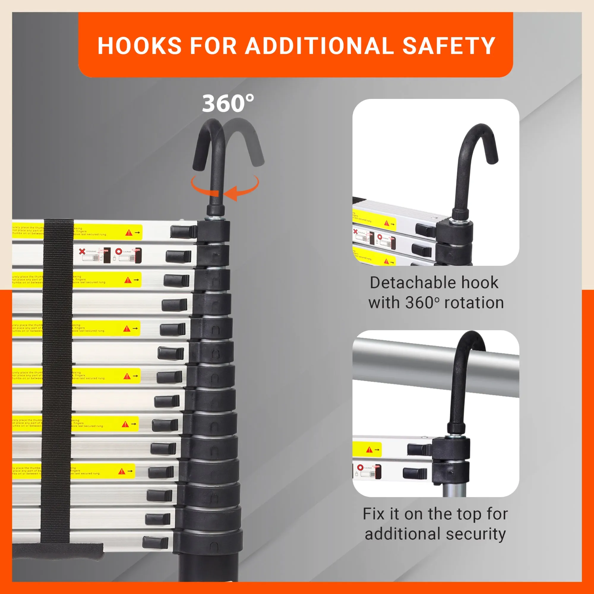 Bathla 14.5ft Aluminium Telescopic Ladder | 2-Year Manufacturer Warranty | Portable & Compact | Made in India (15 Step - 4.4 mtr)