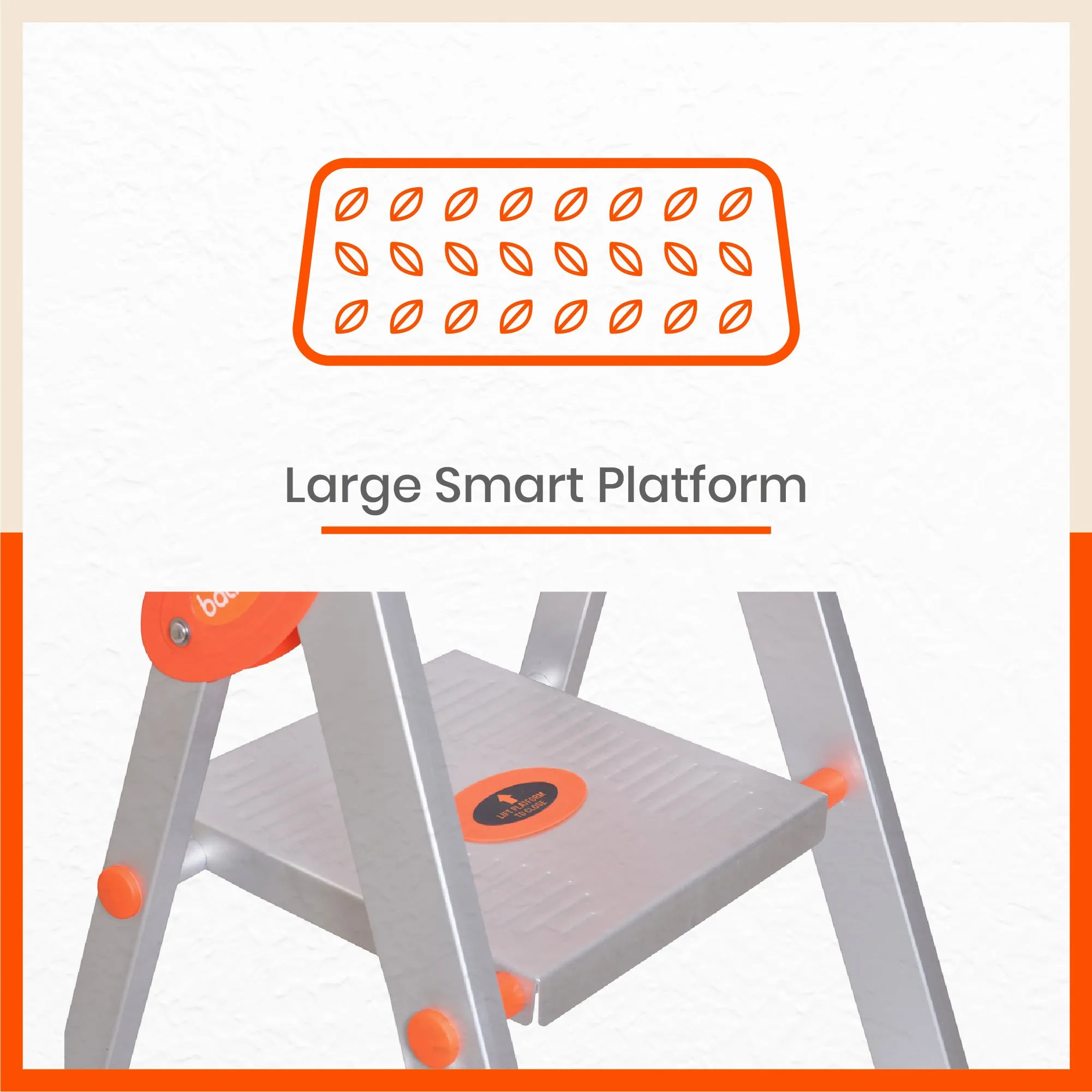 Bathla Prime 4 - Step Aluminium Ladder for Home with Multi Utility Support Handle - Orange