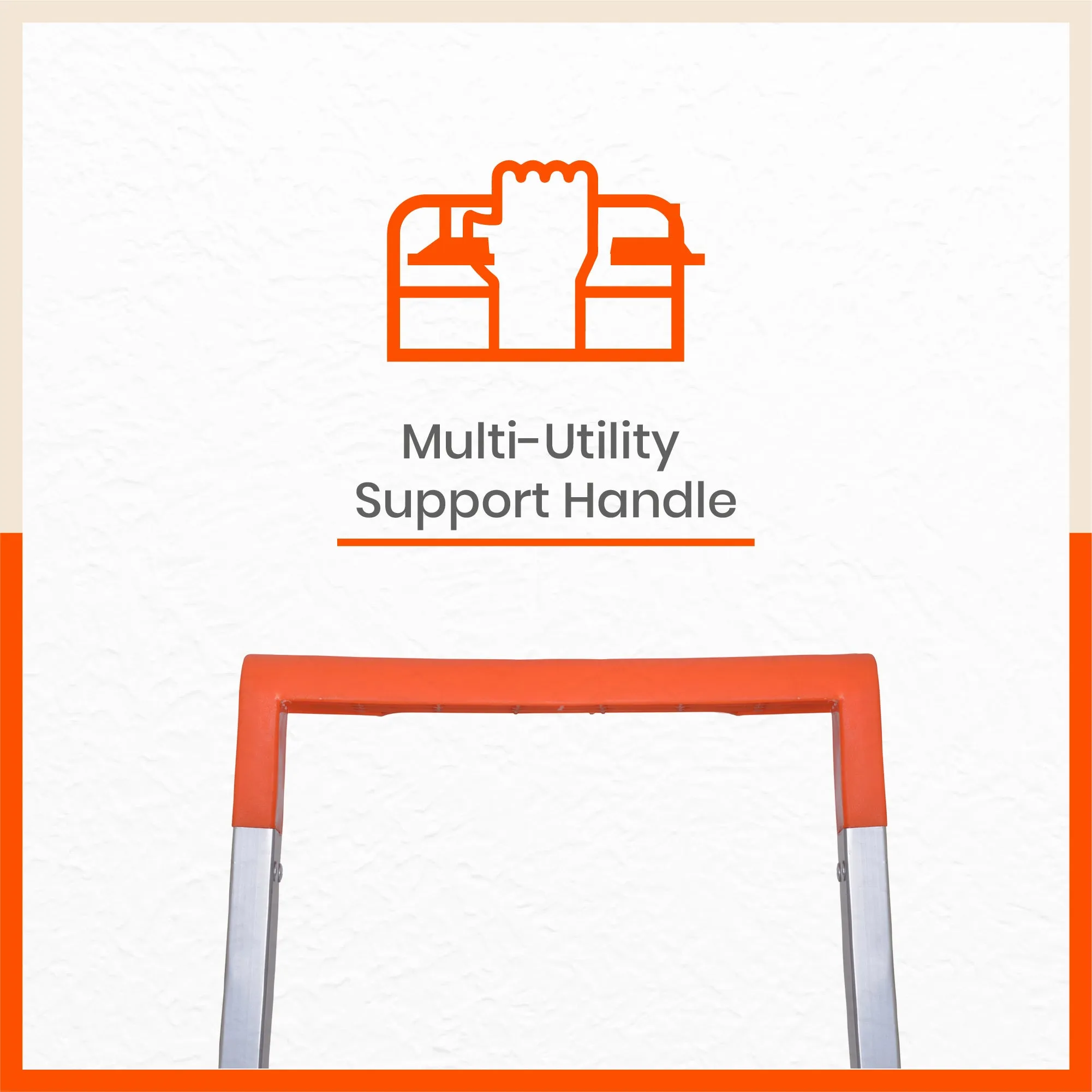 Bathla Prime 4 - Step Aluminium Ladder for Home with Multi Utility Support Handle - Orange