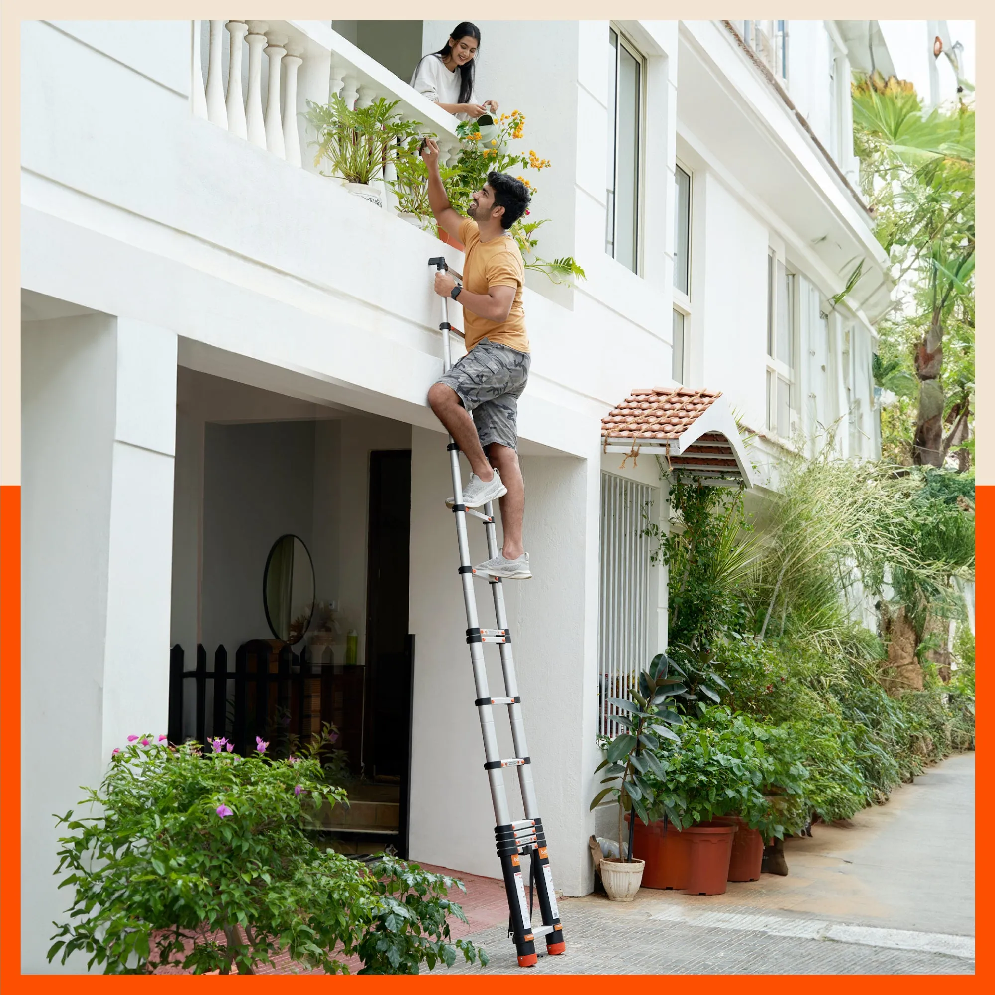 Bathla X-TEND 8.5 ft Aluminium Telescopic Ladder | Made in India (9 Step - 2.6 Mtr)