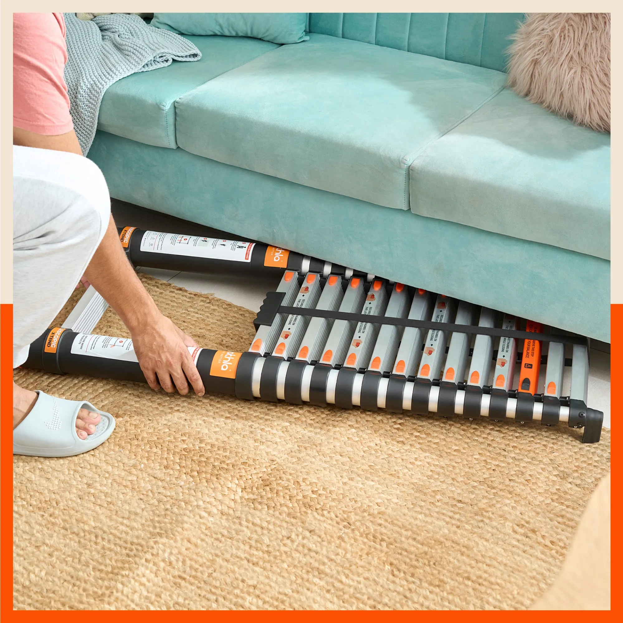 Bathla X-TEND 8.5 ft Aluminium Telescopic Ladder | Made in India (9 Step - 2.6 Mtr)