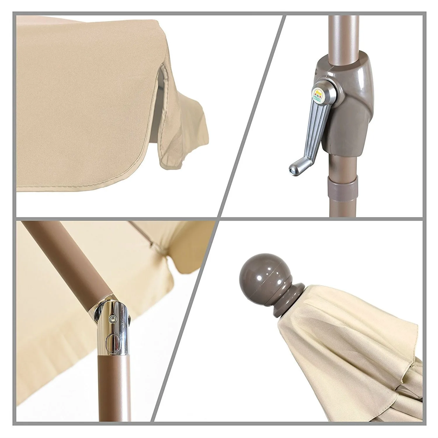 Beige 7.5 Foot Off-White Patio Umbrella with Push Button Tilt and Metal Pole