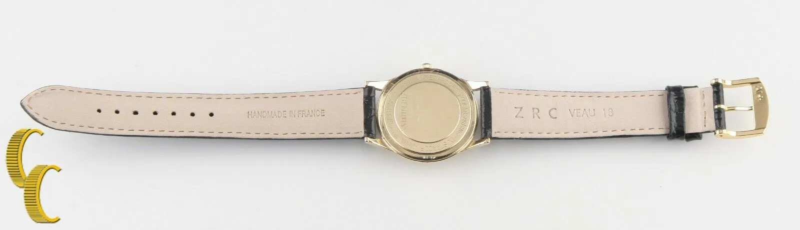 Benrus Gold-Plated Shock Absorber  Watch w/ Date Leather Band Gift for Him!