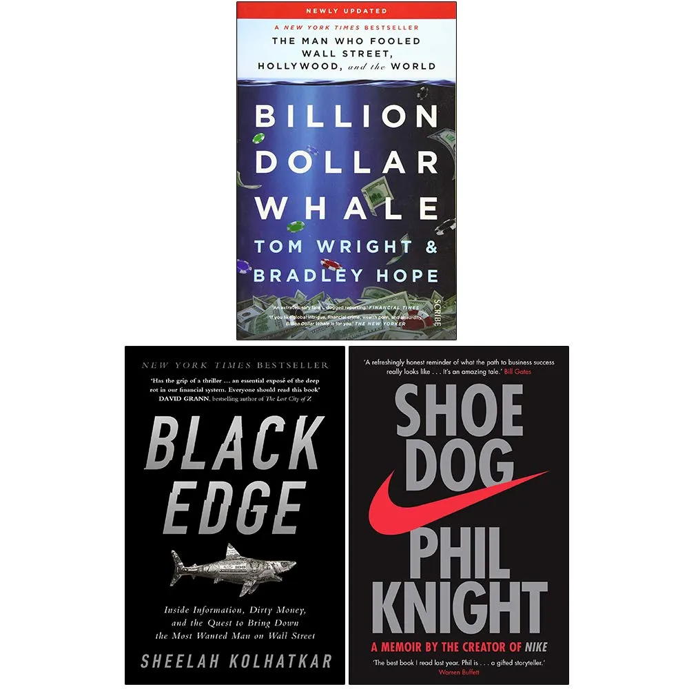 Billion Dollar Whale, Black Edge, Shoe Dog 3 Books Collection Set