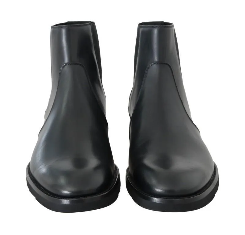 Black Leather Ankle Stretch Boots