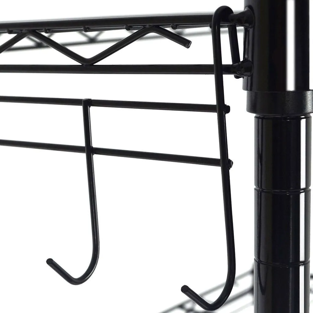 Black Metal 5-Tier Bakers Rack Kitchen Storage Shelving Unit