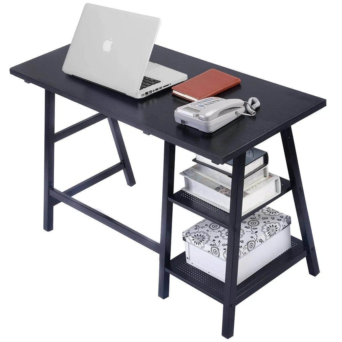 Black Metal and Wood Modern Computer Desk