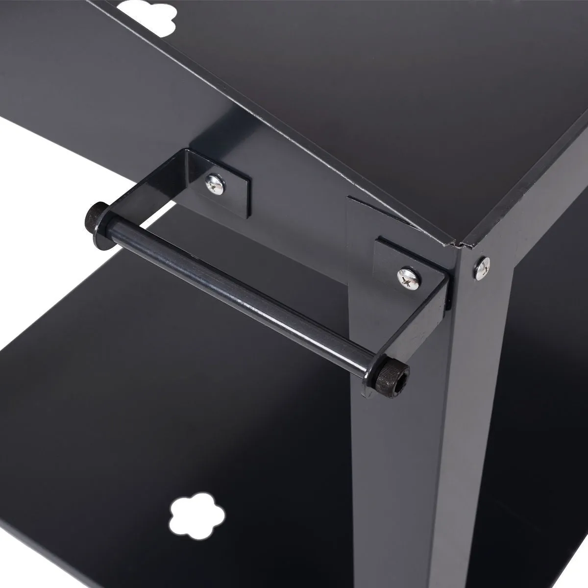 Black Metal Garden Potting Bench with Wheels