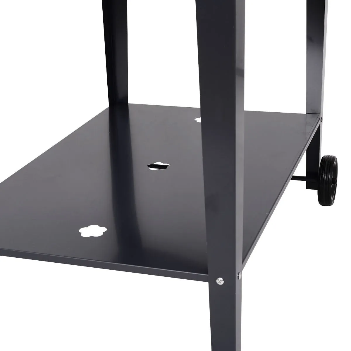 Black Metal Garden Potting Bench with Wheels