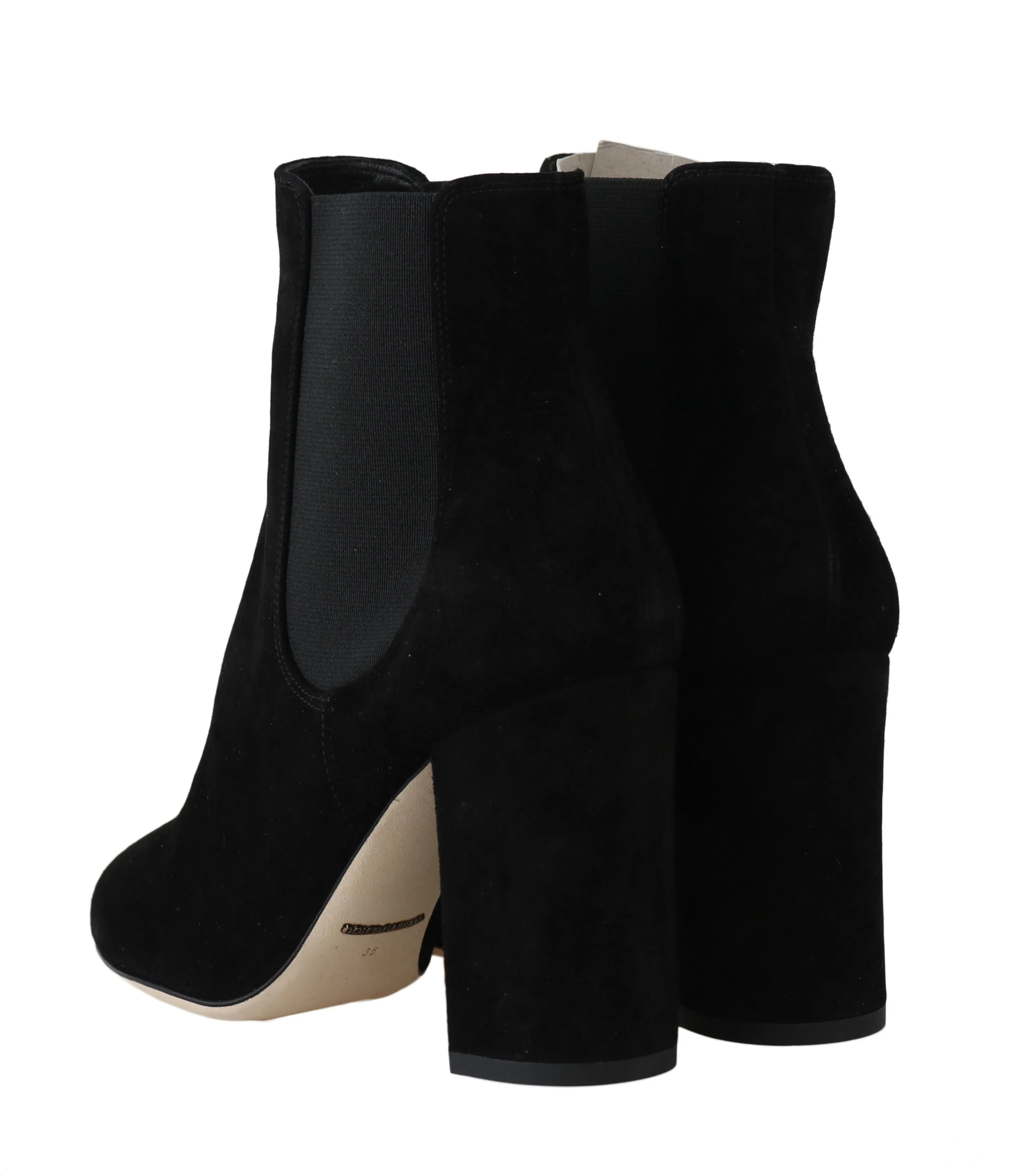 Black Suede Chelsea Heels Boots