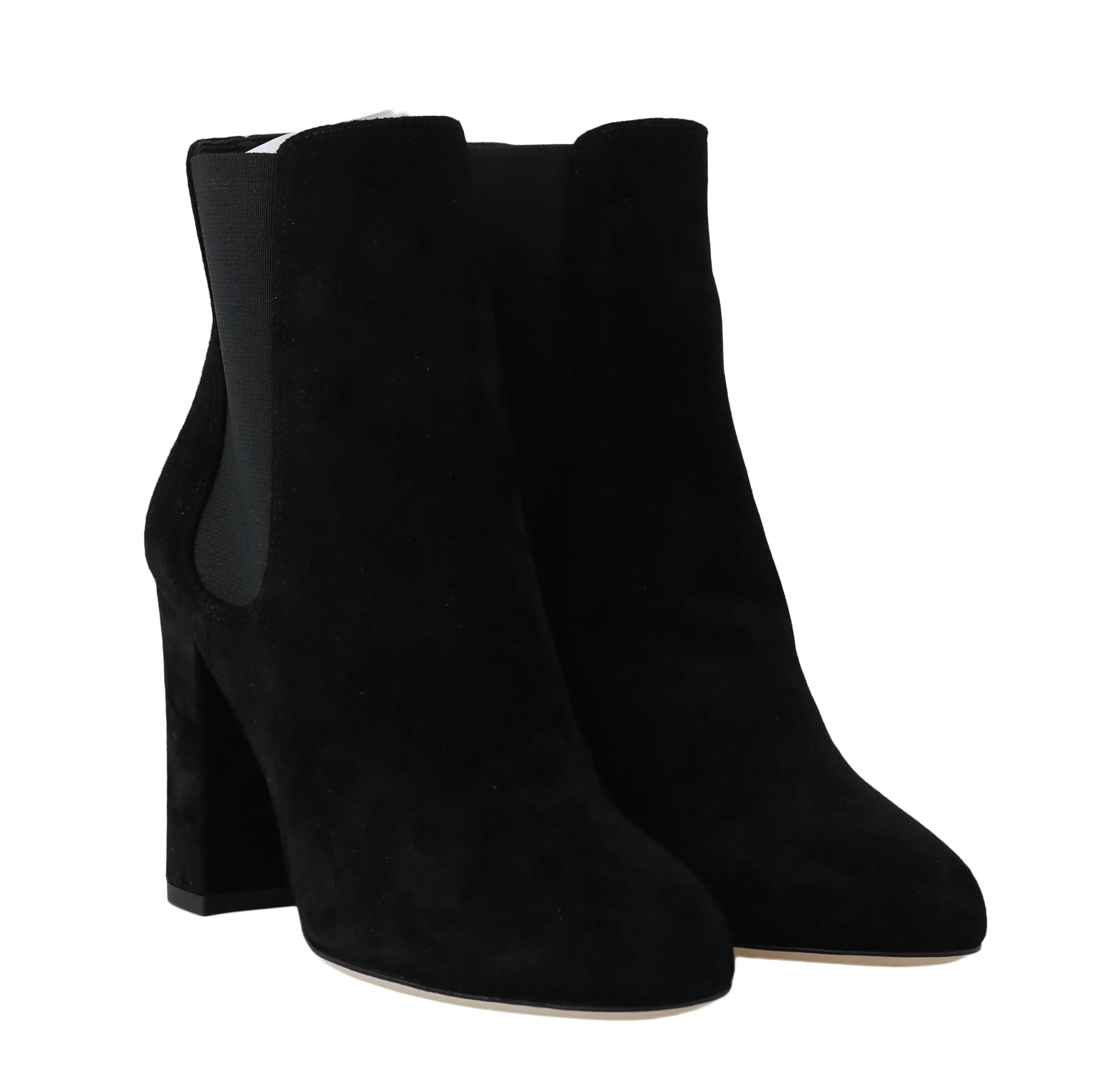 Black Suede Chelsea Heels Boots