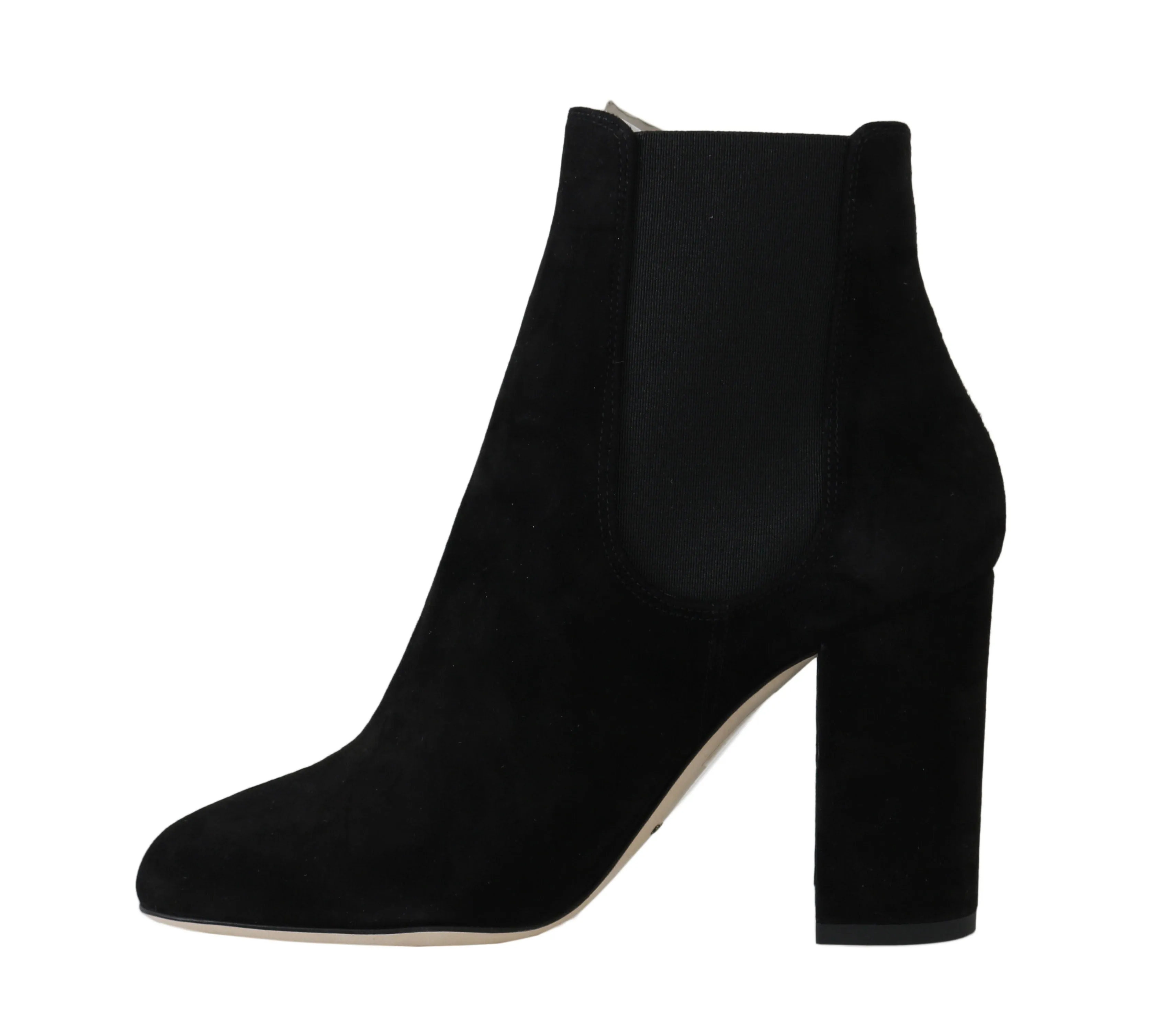 Black Suede Chelsea Heels Boots