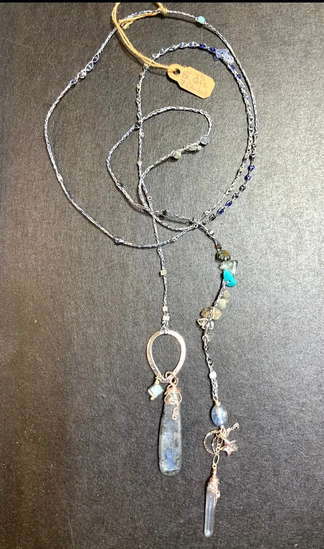 Blue Kyanite Necklace with Quartz