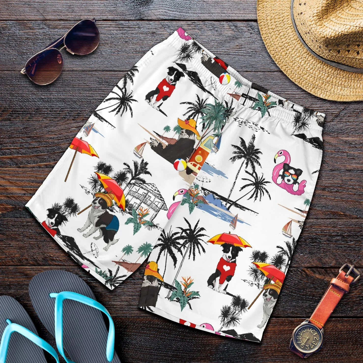 Border Collie-Summer Beach Mens Shorts