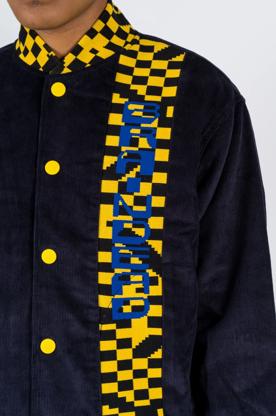 BRAIN DEAD CORDUROY LETTERMAN JACKET NAVY YELLOW