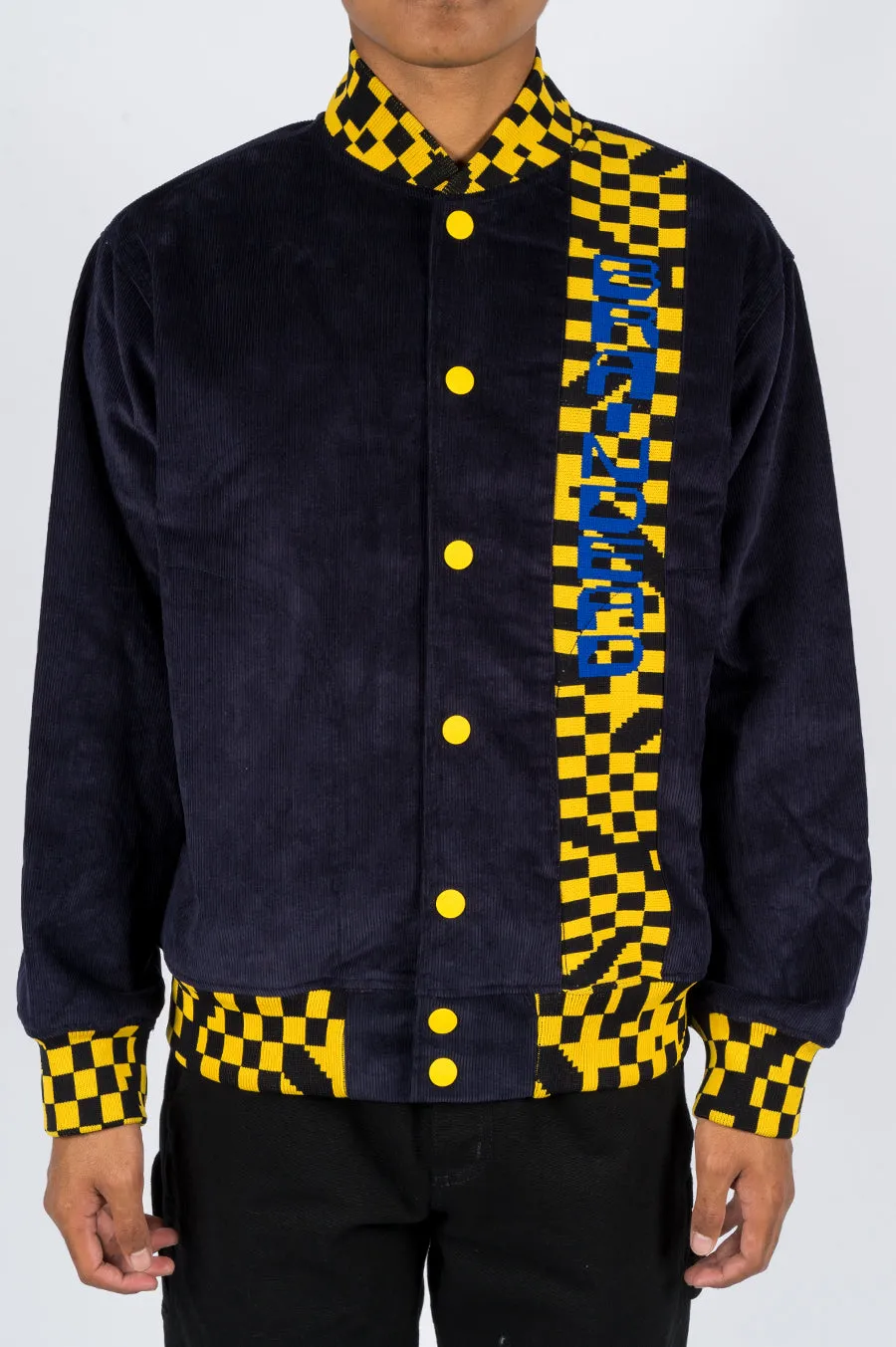 BRAIN DEAD CORDUROY LETTERMAN JACKET NAVY YELLOW
