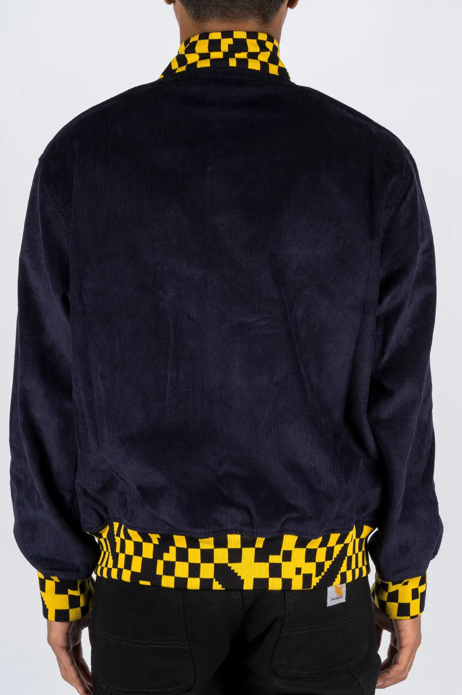 BRAIN DEAD CORDUROY LETTERMAN JACKET NAVY YELLOW