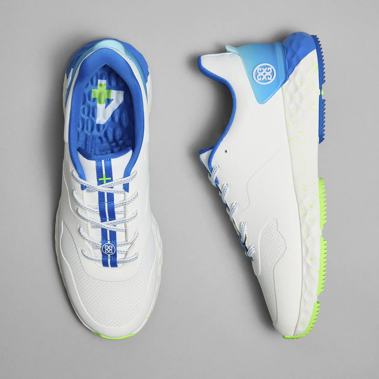 Brand New! G/Fore Men's MG4  Stippled Golf Shoes: Snow/Acid Lime