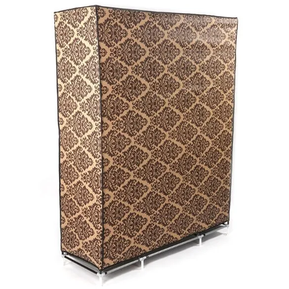 Brown Damask 65-inch Bedroom Wardrobe Closet Organizer Storage Unit