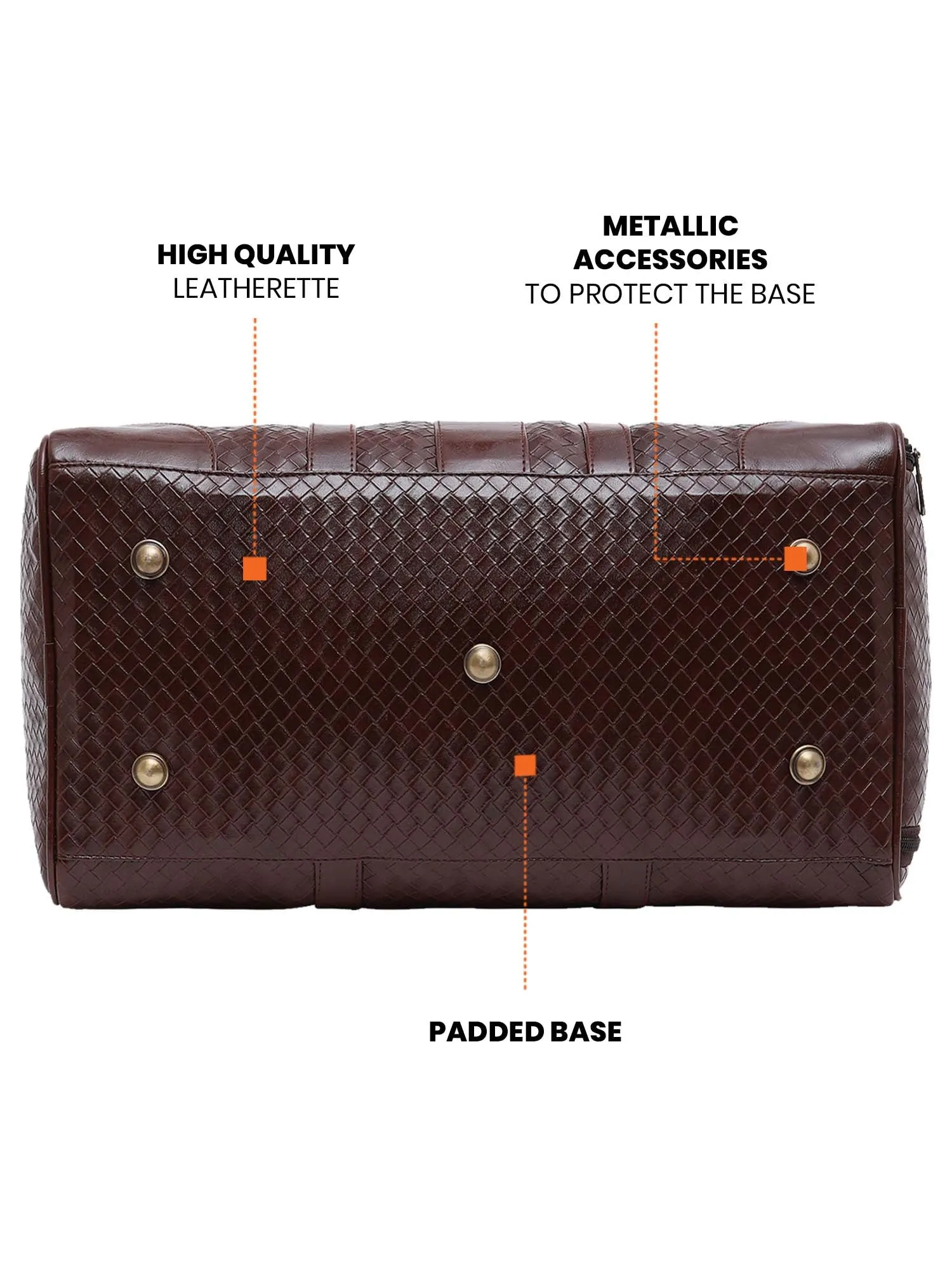 Brown Textured Travel Duffle Bag With Shoe Pocket