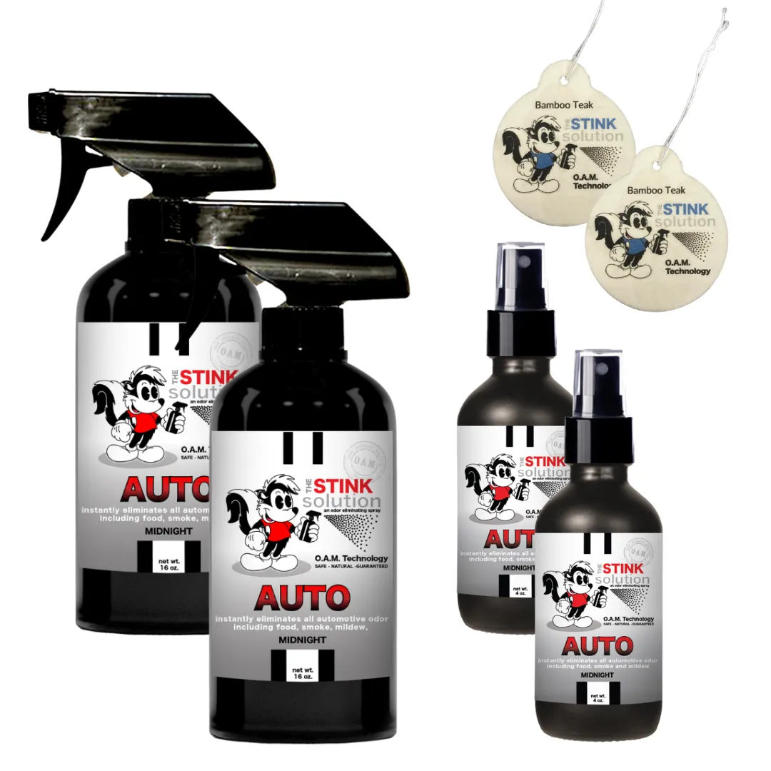 Buy 2 Get 4 FREE - (2) 16 oz (2) 4 oz Auto Odor Eliminating Spray Bundle   2 Car Air Fresheners