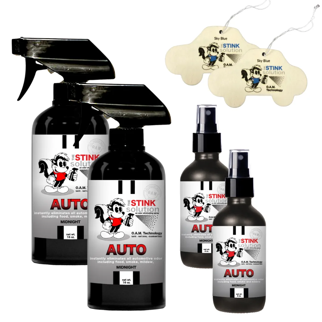 Buy 2 Get 4 FREE - (2) 16 oz (2) 4 oz Auto Odor Eliminating Spray Bundle   2 Car Air Fresheners