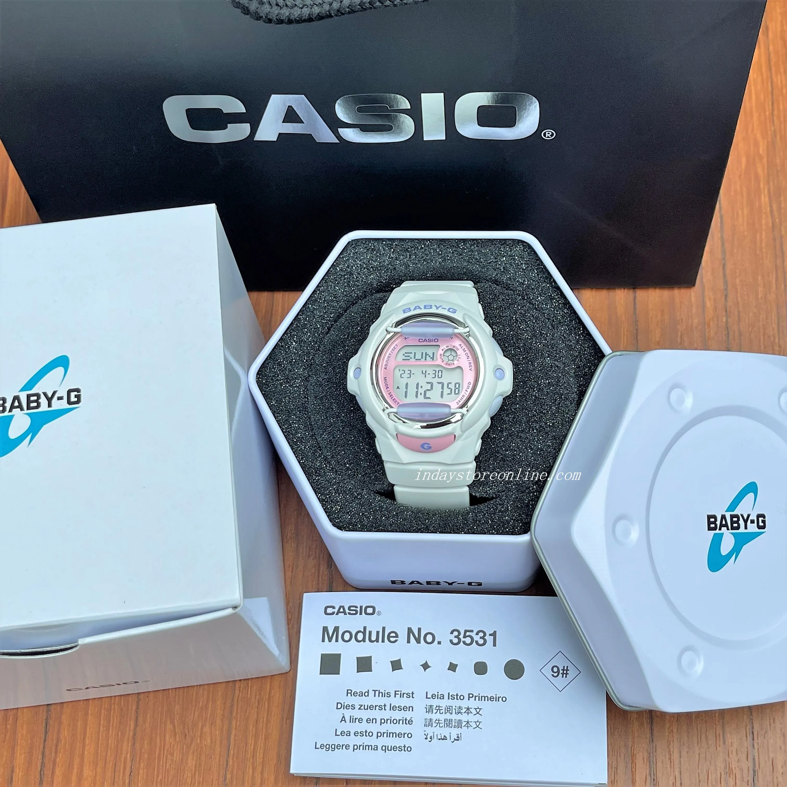 Casio Baby-G Women's Watch BG-169PB-7 Resin Band Shock Resistant Mineral Glass