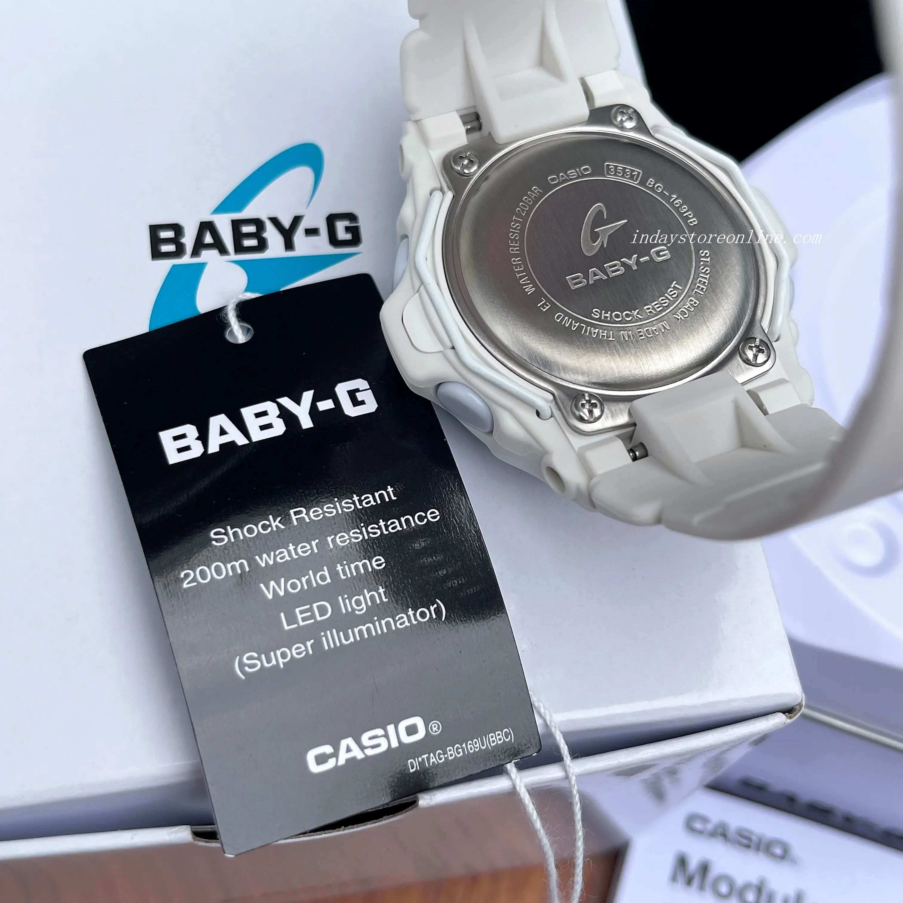 Casio Baby-G Women's Watch BG-169PB-7 Resin Band Shock Resistant Mineral Glass