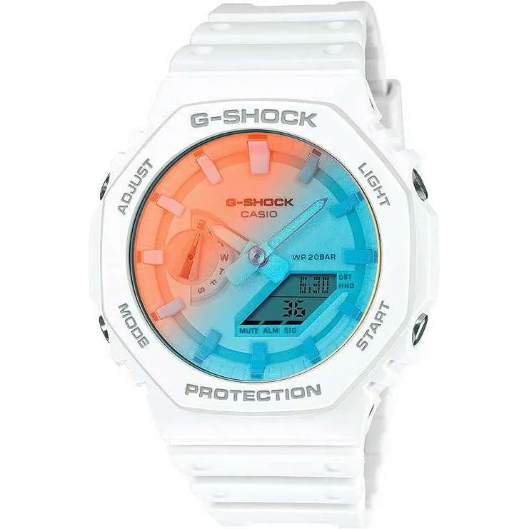 CASIO G-SHOCK BEACH TIME LAPSE SERIES WHITE STRAP MEN WATCH GA-2100TL-7AJF