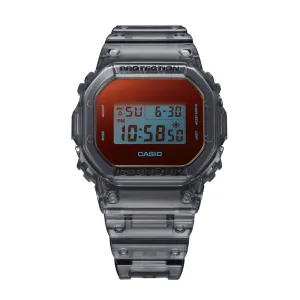 Casio G Shock Dig Beach Time Lapse Stopwatch Alarm 200M Water Resistant Red/Blue Face Blk Trsprt Resin DW5600TLS-8D
